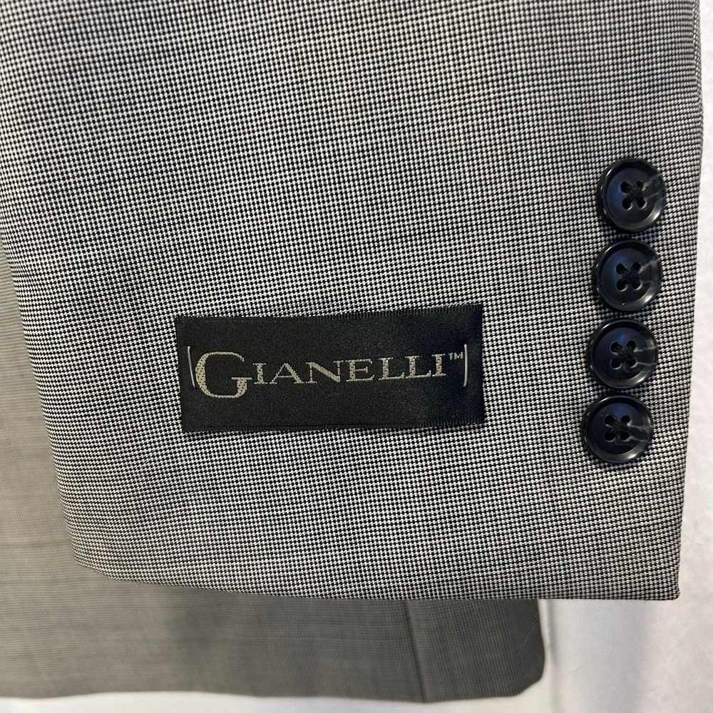 Gianelli Mens 42R Blazer Suit Jacket Italian‎ 2 Button Wool Double Vent Gray NWT